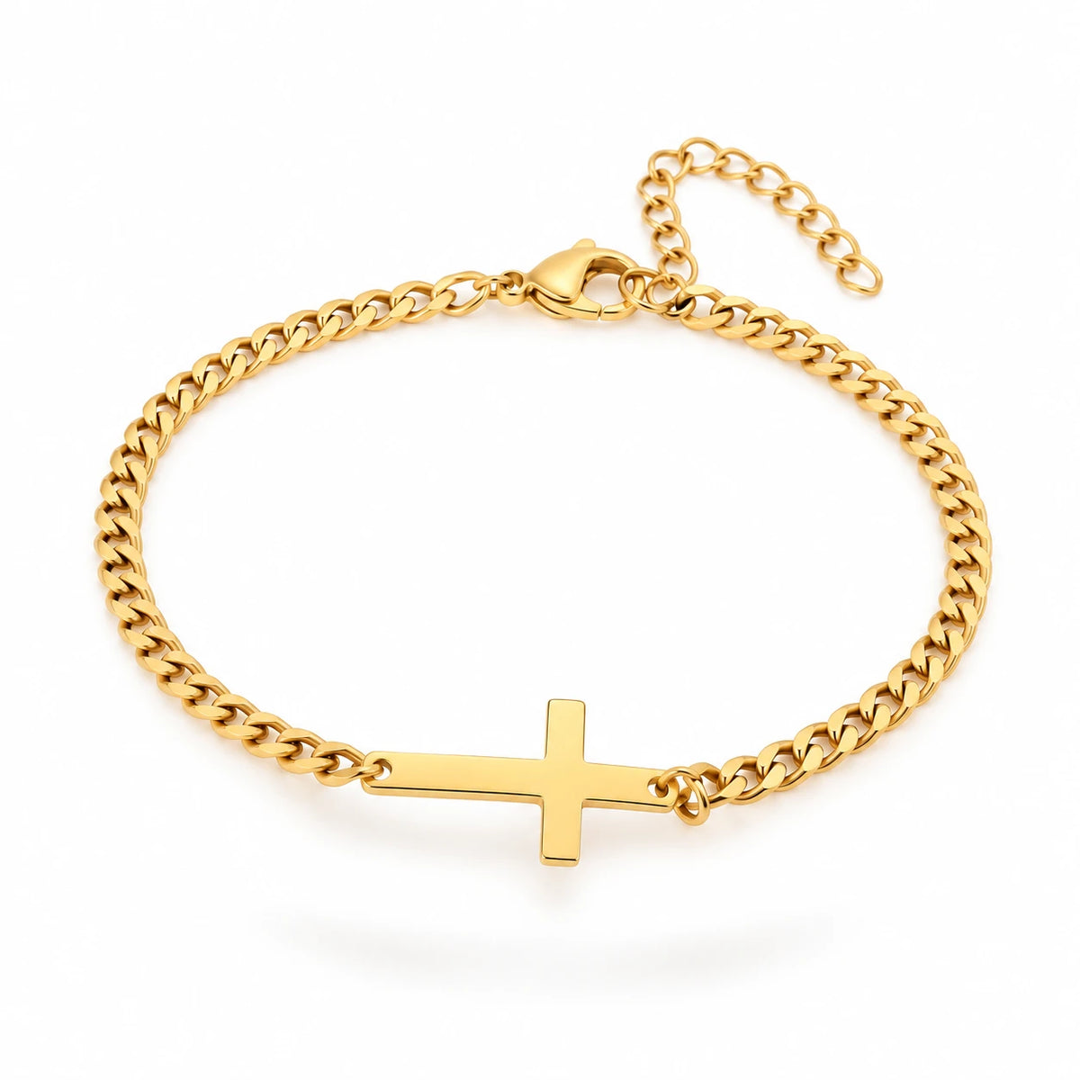 Cross chain bracelet in gold